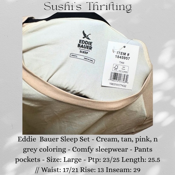 Eddie Bauer Cream and Tan Pajama Set - Picture 6 of 9